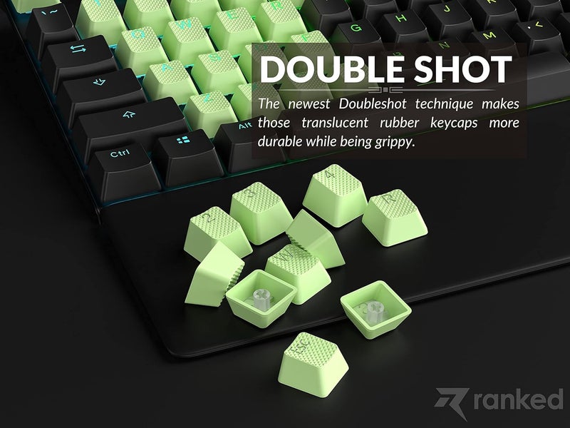 Ranked Rubber Keycap Set | Double Shot Translucent | OEM Profile for Mechanical Gaming Keyboard (Pistachio, 23 Keys) - Image 4